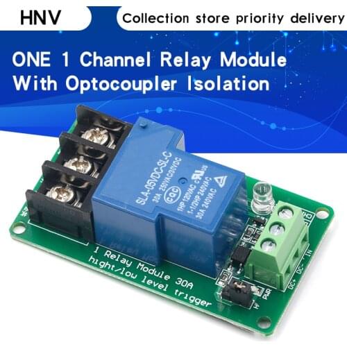 ONE 1 channel relay module 30A with optocoupler isolation 5V 12V 24V supports high and low Triger trigger