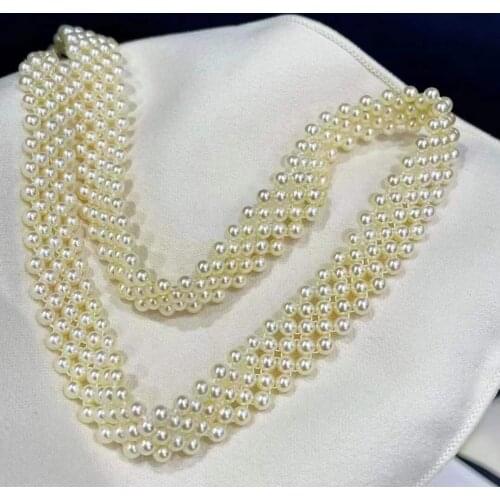 Fine Jewelry Natural Ocean Japan Origin Akoya 3-4mm Golden Pearls Necklaces 39cm for Women Fine Pearls Necklaces