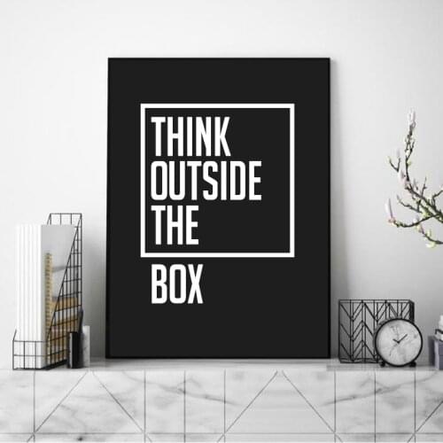 Think Quotes Typography Canvas Painting Black White Wall Art Print Modern Poster Wall Pictures for Living Room Home Decor