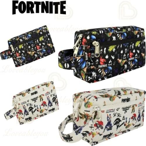 Fortnite Game Surrounding Large-capacity Multi-functional Double-layer Zipper Pencil Case Girl Stationery Box Lady Cosmetic Bag