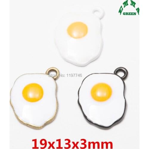 Charms for Jewelry making Fried Egg Charms 19mm 10pcs Enamel Charms Pendant Food Charms for Bracelets Vintage Charms for Kids
