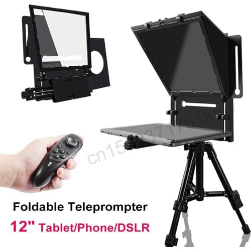 Q3 Foldable Teleprompter 12" Tablet Phones iPad Holder Prompting Inscriber Prompter for Phones Camera DSLR Shooting