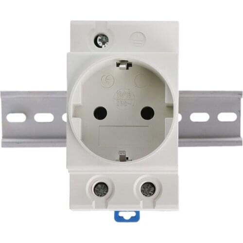 EU Type 35mm DIN Rail Mount AC Power Socket 16A 250V AC Connector