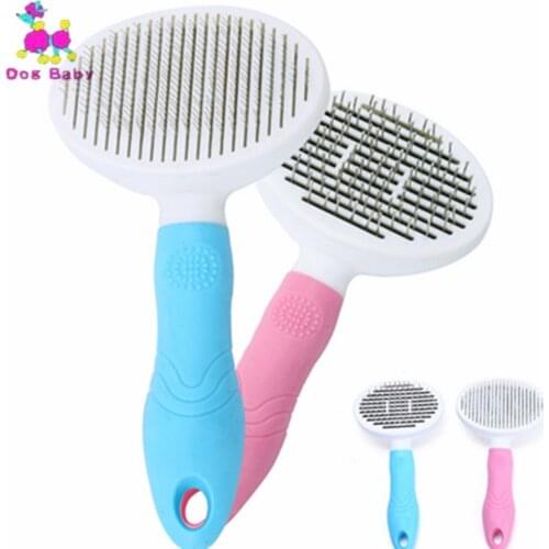 Dog Brush, Grooming Brush, DeShedding Tool Rake Pet Fur Painless Round Needle Bristle Safe Pet Friendly Pin Brush Quick Clean