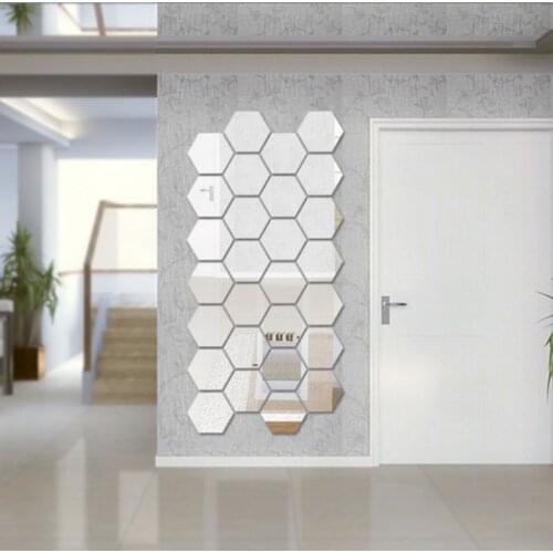 Hexagon Mirror Paste Acrylic Wall Paste Background Wall Living Room Decoration Mirror Paste Room Decor Wall Stickers Wall Decor