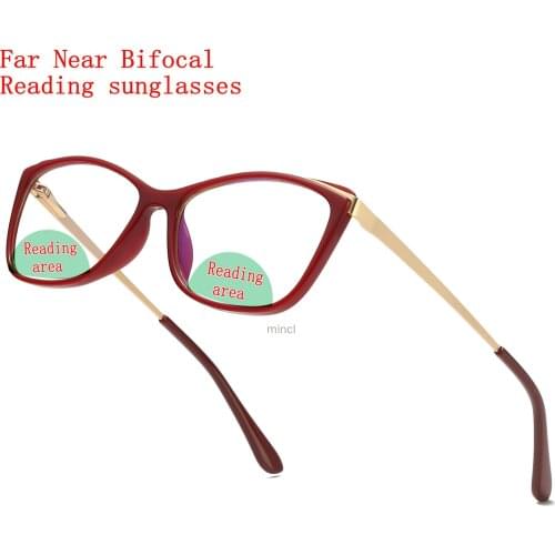 Outdoor Photochromic Bifocal Reading Glasses Multifocal Near Far Presbyopic Glasses for Women Square Sunglasses Reader NX