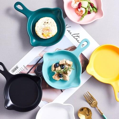 Web Celebrity Creative Crockery Crockery with Handle Western Steak Dish Spaghetti Bowl Bake Breakfast Plate