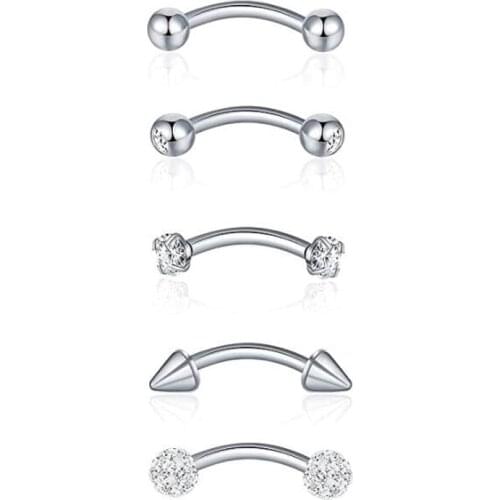 Fanpeijy 16G Curved Barbell Eyebrow Rings Piercing Surgical Steel Daith Rook Earring Piercing Jewelry for Women Men