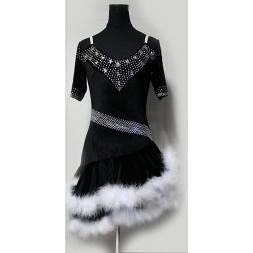 New style latin dance costume sexy Velvet spandex latin dance competition dress for women child latin dance dresses S-4XL F27