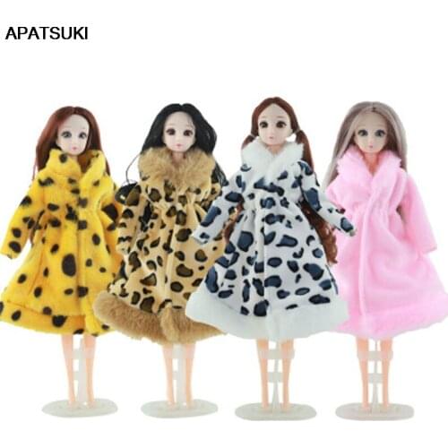 Winter Leopard Fur Coat Fashion Outfits For Barbie Doll Clothes Dollhouse 1/6 BJD Dolls Accessories DIY Toys For Children