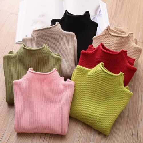 2021 Winter 2 3-12 Years Clothing All Match Candy Color Kids Spring Autumn Long Sleeve Knitted Toddler Casual Baby Girls Sweater