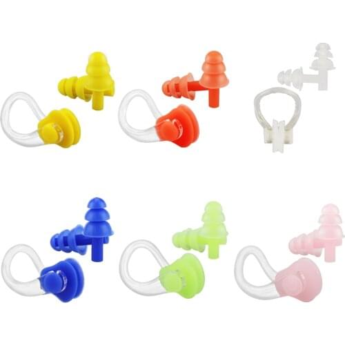 Waterproof Swimming Diving Surf Water Sports Protection Earplugs Nose Clip with Case Bag Swim Pool Gear Accessory Soft Silicone