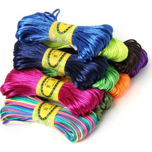20M/lot 2mm Polyester Soft Satin Rattail Silk Macrame Shamballa Cord Braided Kumihimo For Jewelry Making Chinese Knot DIY