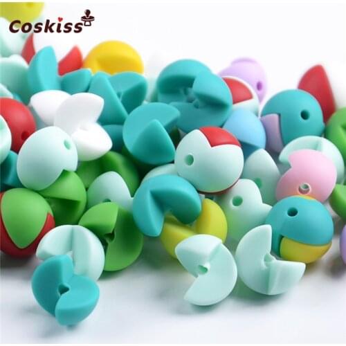 20pcs New Product Half Round Bead Made From Food Grade Silicone With Baby Teether Bracelet/necklace DIY Fashion Silicone Pendant