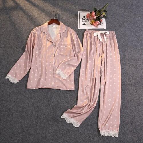 2021 Pajama Summer 2-Piece Set Home Suit Female Silk Satin Pajamas For Girls Printing Womens Home Clothes Sleepwear Sleep