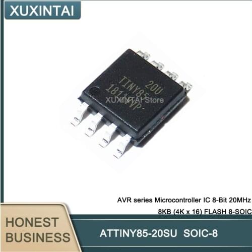50Pcs/Lot ATTINY85-20SU ATTINY85 AVR series Microcontroller IC 8-Bit 20MHz 8KB (4K x 16) FLASH 8-SOIC