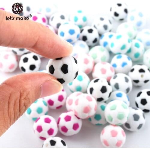 Lets Make Silicone Football 50PC BPA Free Silicone Teether Silicone Chewing Beads Nursing Accessories Nursing Necklace Pendant