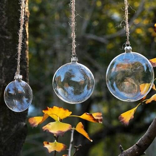 6pcs Christmas Glass Ball Decoration Clear Glass Bauble Xmas Ornament Pendant Wedding DIY party Supply Event Round Memory ball