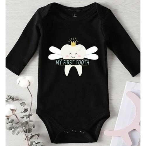 Bodysuits for Newborns Winter Baby Boy Clothes Girl Infant Outfit Jumpsuit Kids Autumn Newborn Clothing My First Tooth Printing