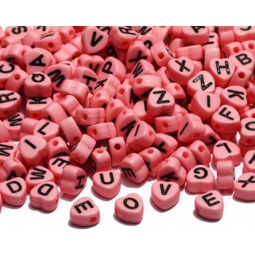 Wholesale Heart Acrylic Beads Flat Letter Spacer Alphabet For Jewelry Making DIY Bracelet Necklace Accessories DIY Supplier 7mm