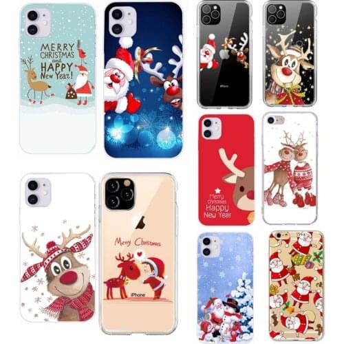 Christmas New Year gifts elk snow phone Case For iPhone 11 PRO XR 6s 7 Plus 5s X XS MAX TPU Silicone Case For iPhone 11 SE 2020