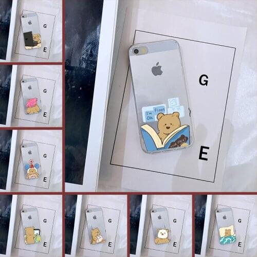 For iPhone 5 S 5C 5S SE Phone Case Silicone Soft Cute Bear Kawaii Cartoon Funny Simple Back Cover For iPhone 4 S 4S