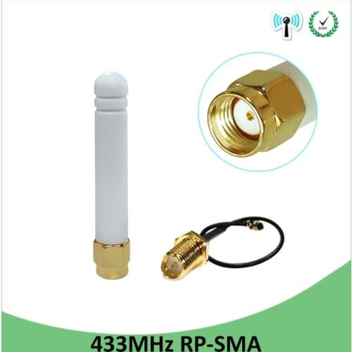 433Mhz Antenna 3dbi GSM 433 mhz RP-SMA Connector Rubber Lorawan antenna+ IPX to SMA Male Extension Cord Pigtail Cable