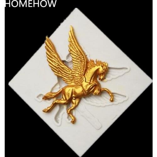 Homehow 1PC Flying Horse Cake Silicone Mold Pastry Fondant Decorating Mold Baking Form Pegasus Soap Candy Cupcake Cake Mold