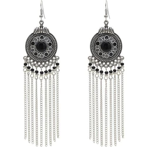 Indian Jhumka Jhumki Earrings Enamel Flower Fashion Women Handmade Long Tassel Bridal Party Club Afghan Tribal Jewelry