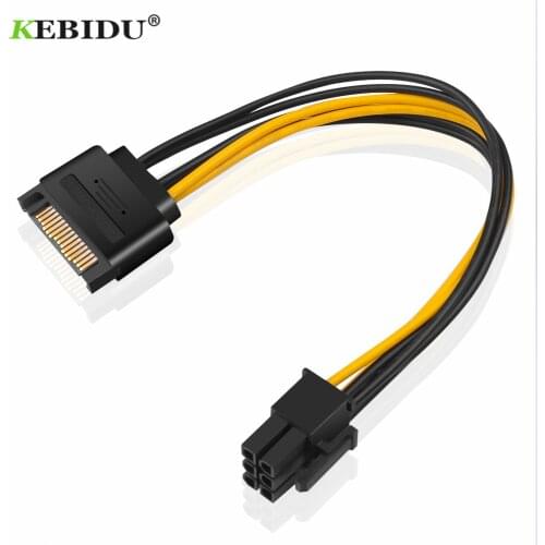 Kebidu 10pcs PCI-E express Power Cable PSU Power Supply Sata to 6 pin ATX 18AWG Adapter Riser for Bitcoin Miner