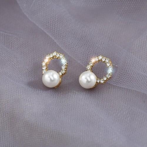Korean pearls luxury personality gold clip on hoop earrings for women statement hoops earings earring kpop earring jewelry