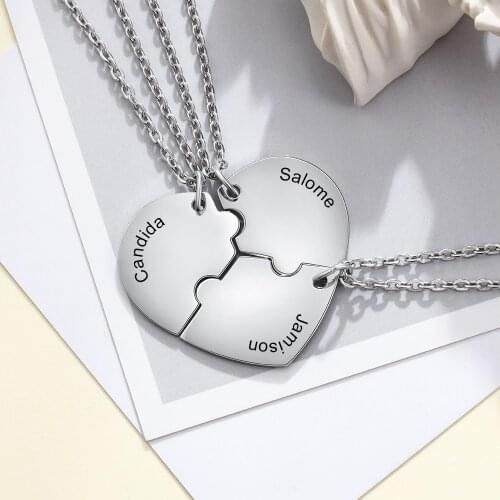Best Friends Forever and Ever BFF Necklace Engraved Puzzle Friendship Pendant Necklaces Set of 3 Statement Friendship Jewelry