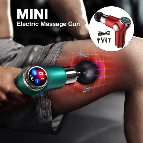 Fascia Massager Gun Muscle Relaxer Mini Electric LCD Portable Meridian Massage Device Health Fitness Type-C Charging 4pcs Heads