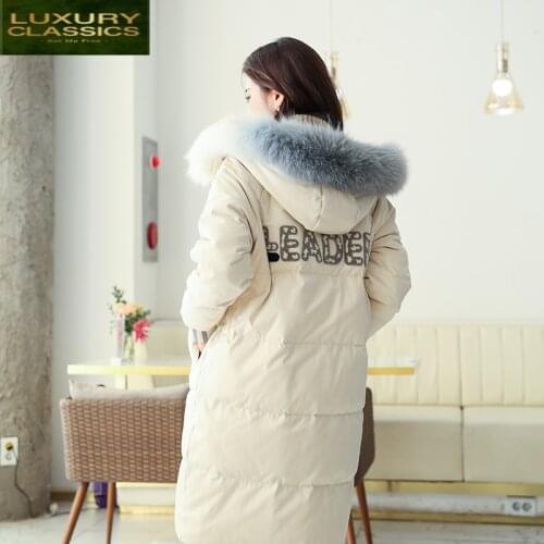 Jacket Down Fashion Womens Winter Real Fox Fur Hooded Duck Down Jacket Female Korean Thick Warm Women Down Parka LW2362