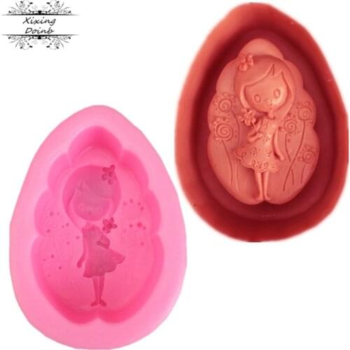 New 3D little girl spend silicone soap mold Fudge Cake Chocolate Mold kitchen cake decoration tool