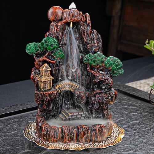 Mountain River Handicraft Incense Holder Waterfall Smoke Burner Aromatherapy Handmade Ornament Home Room Decoration Gifts 2021