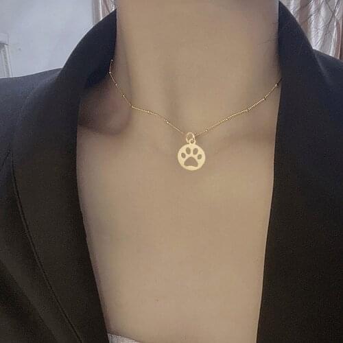 Jewelry Stainless Steel Dog Paw Cat Paw Hollow Charms Pendant for DIY Bracelet Necklace Making Handmade Jewelry Accessories