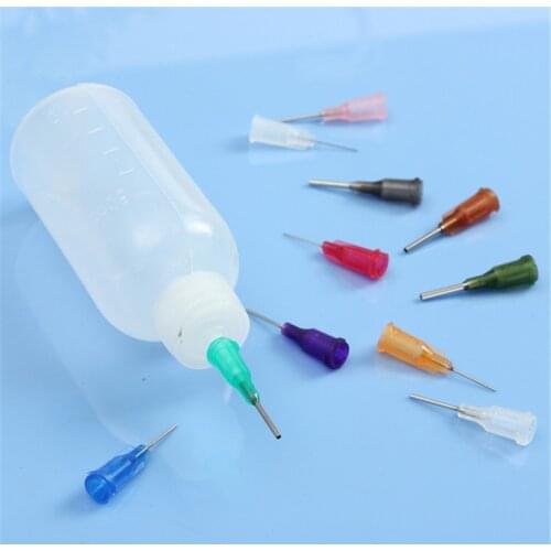 5pcs/set 30ml/50ml Transparent Polyethylene Needle Dispenser Dispensing Bottle for Rosin Solder Flux Paste + 11 Needles Tools