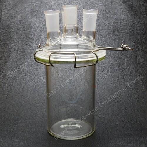 1000ml,24/40,4-neck,Glass Cylinder Reactor,1 Litre Flat Bottom Reaction Flask