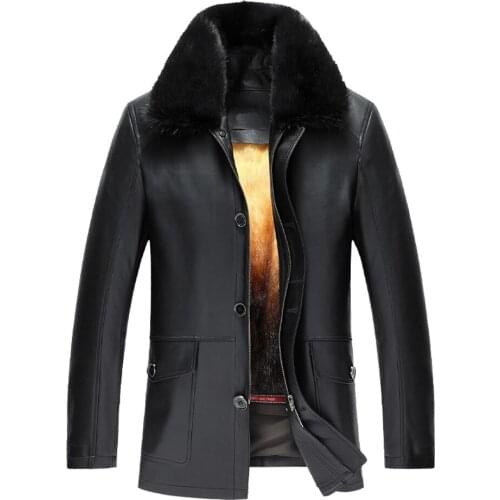 Luxury Genuine Mink Fur Outerwear Mens Black Sheepskin Jacket Removable Lined Parkas Custom Casual Coat (Tj02)