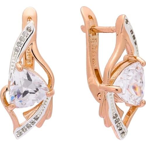 Korean Women Drop Earrings 2021 New Fashion Earring Trendy 585 Gold Color Jewelry Office Luxury Heart Cubic Zircon Earrings