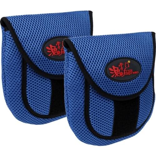 2pcs Mesh Fishing Reel Bag Fly Fishing Reel Storage Bag Protective Cover Case Pouch Blue Carp Fishing Tools