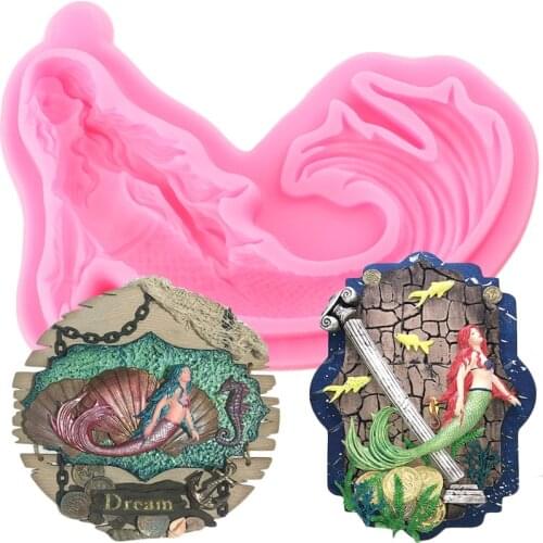 Mermaid Silicone Mold DIY Baby Birthday Fondant Cake Decorating Tools Sugraftcraft Chocolate Gumpaste Candy Clay Moulds