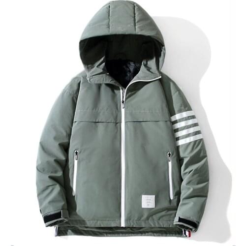 Striped Winter White Duck Down Jacket Men 2021 Brand New Warm Coat Mens Zipper Jacket Streetwear Male Outerwear Winter Clothing