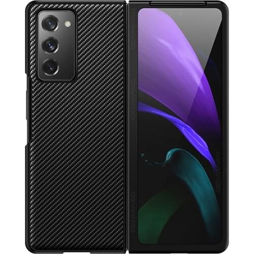 Carbon Fiber Texture Leather Case Phone Shell for Samsung Galaxy Z Fold 2 5G Phone Accessories Anti-drop Protective Cover