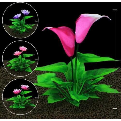 Fish Tank Decoration Water Ficus Lotus Horseshoe Craft Gift Silk Flower Simulation Plastic Fake Water Grass Aquarium Accessories