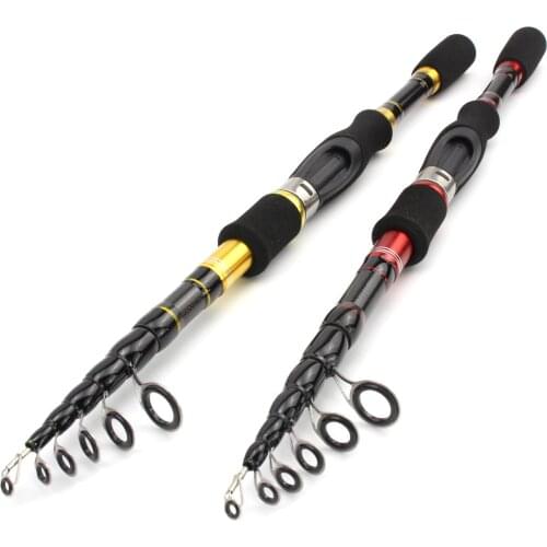 1.8m 2.1m Ultra short ultra light Portable telescopic lure rod carbon Spinning Rod Children beginners Trout Rod Pocket pen rod