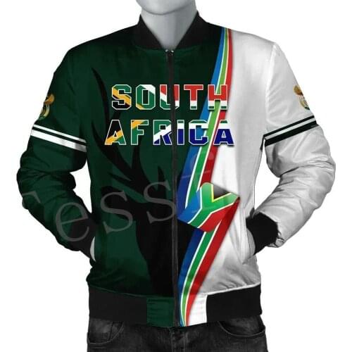 Tessffel County Animal South Africa Flag Springbok 3DPrint Men/Women Sportswear Unisex Windbreaker Jacket Winter Bomber Jacket 3