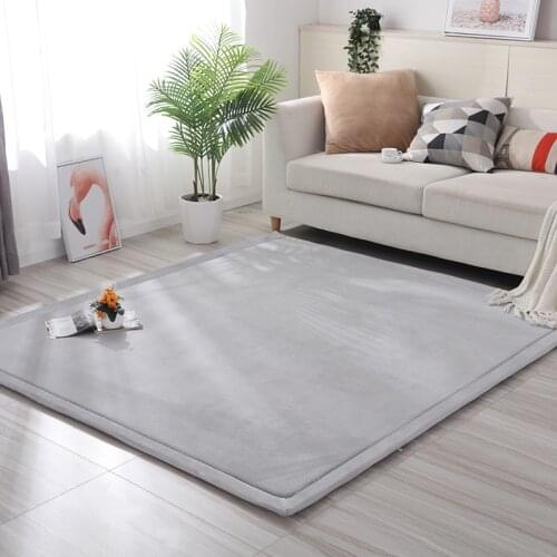 Japanese 2cm thick children rug coral fleece tatami rug for kids living room carpet grey baby bedroom play floor mat customized