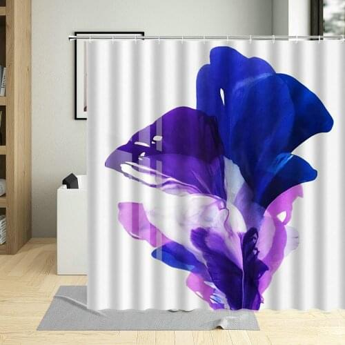 Water Colors Purple Blooming Flower Shower Curtain Polyester Waterproof Elegant Bathroom Curtains For Living Room With Hooks